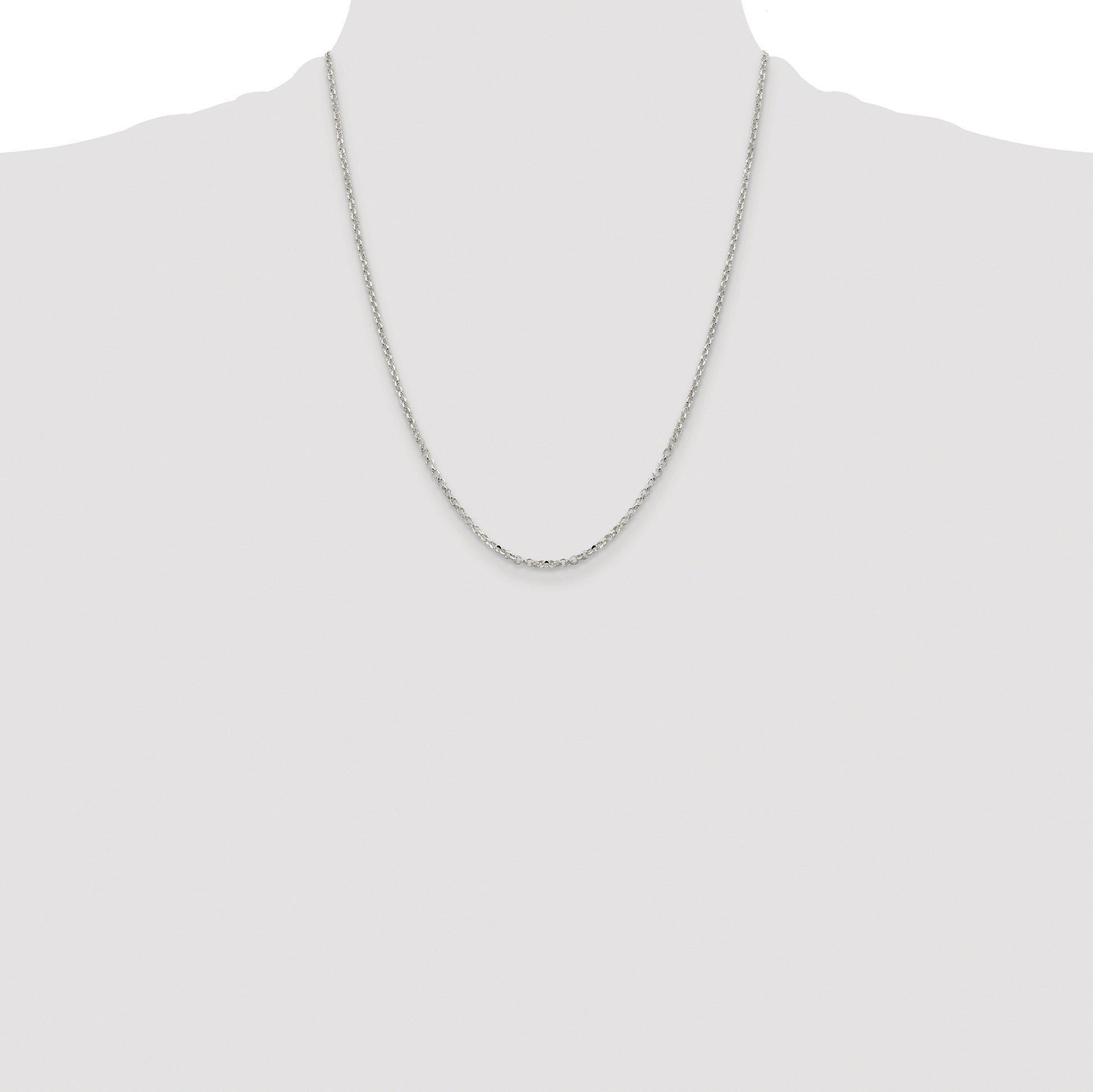 Sterling Silver Rhodium-plated 2.2mm Diamond-cut Rolo Cable Chain