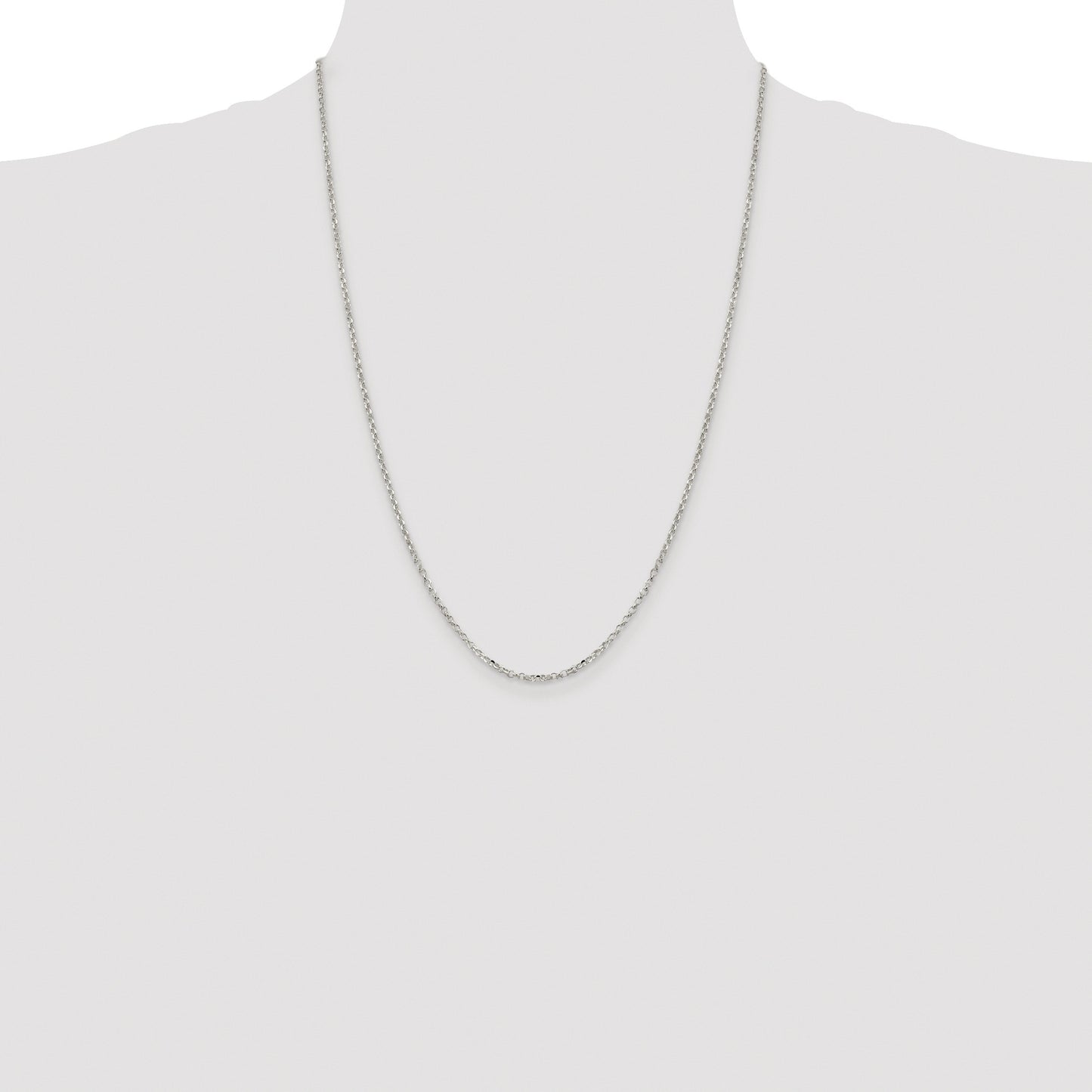 Sterling Silver Rhodium-plated 2.2mm Diamond-cut Rolo Cable Chain