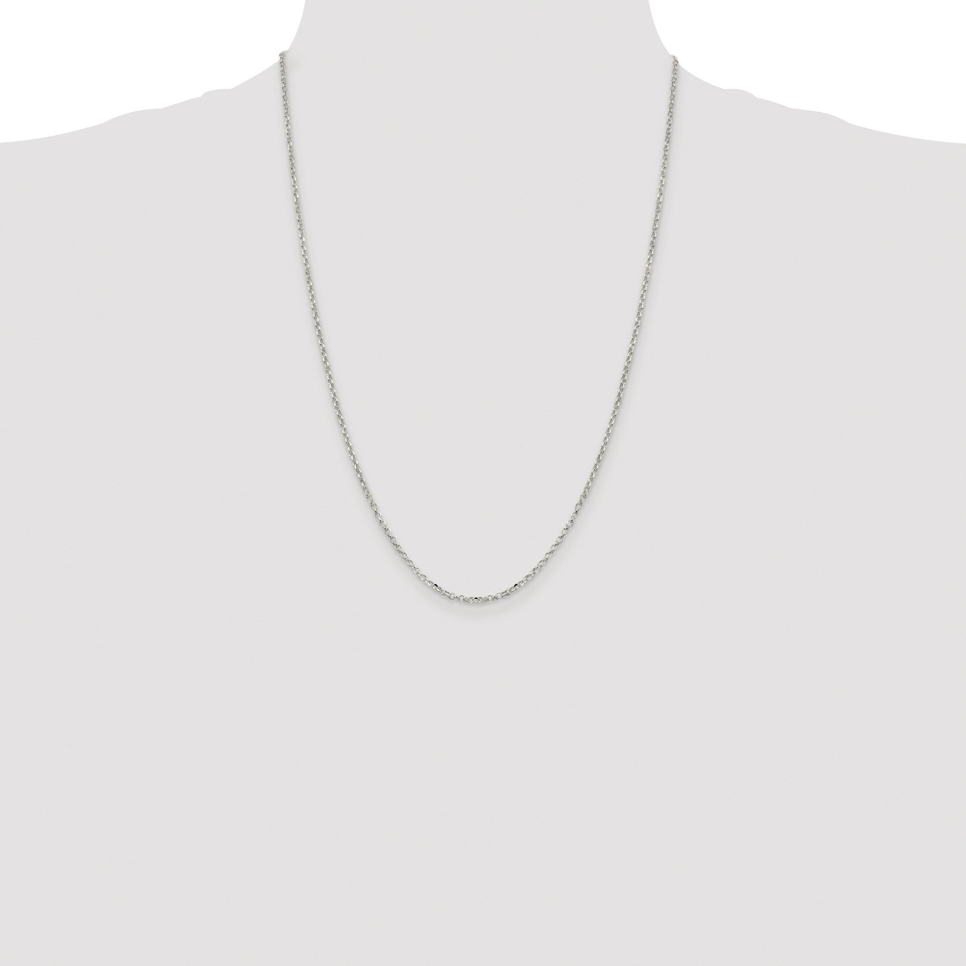 Sterling Silver Rhodium-plated 2.2mm Diamond-cut Rolo Cable Chain