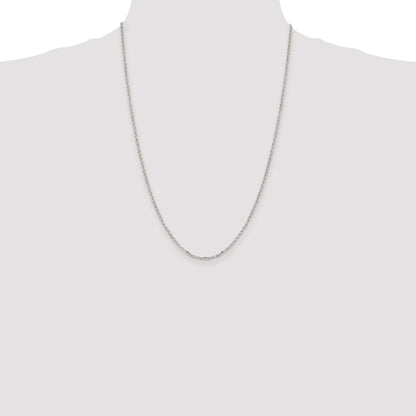 Sterling Silver Rhodium-plated 2.2mm Diamond-cut Rolo Cable Chain