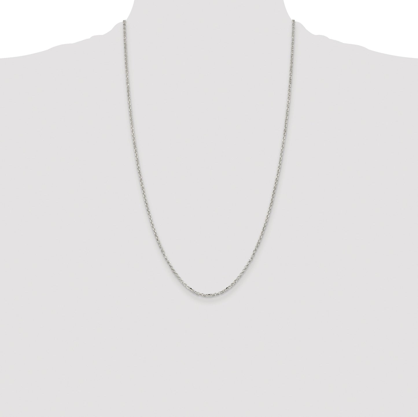 Sterling Silver Rhodium-plated 2.2mm Diamond-cut Rolo Cable Chain