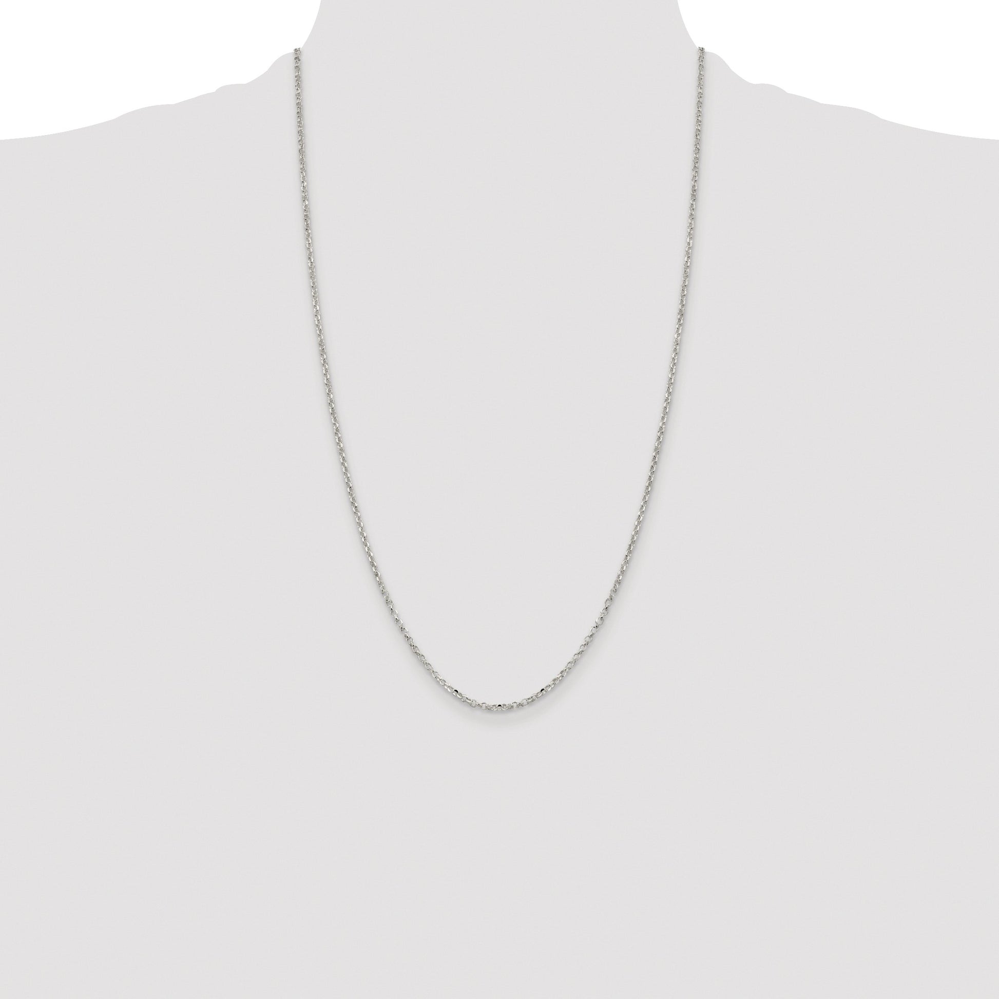 Sterling Silver Rhodium-plated 2.2mm Diamond-cut Rolo Cable Chain