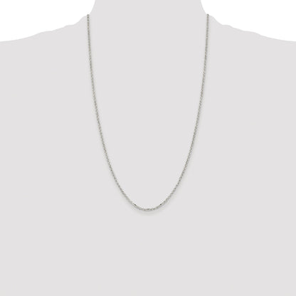 Sterling Silver Rhodium-plated 2.2mm Diamond-cut Rolo Cable Chain