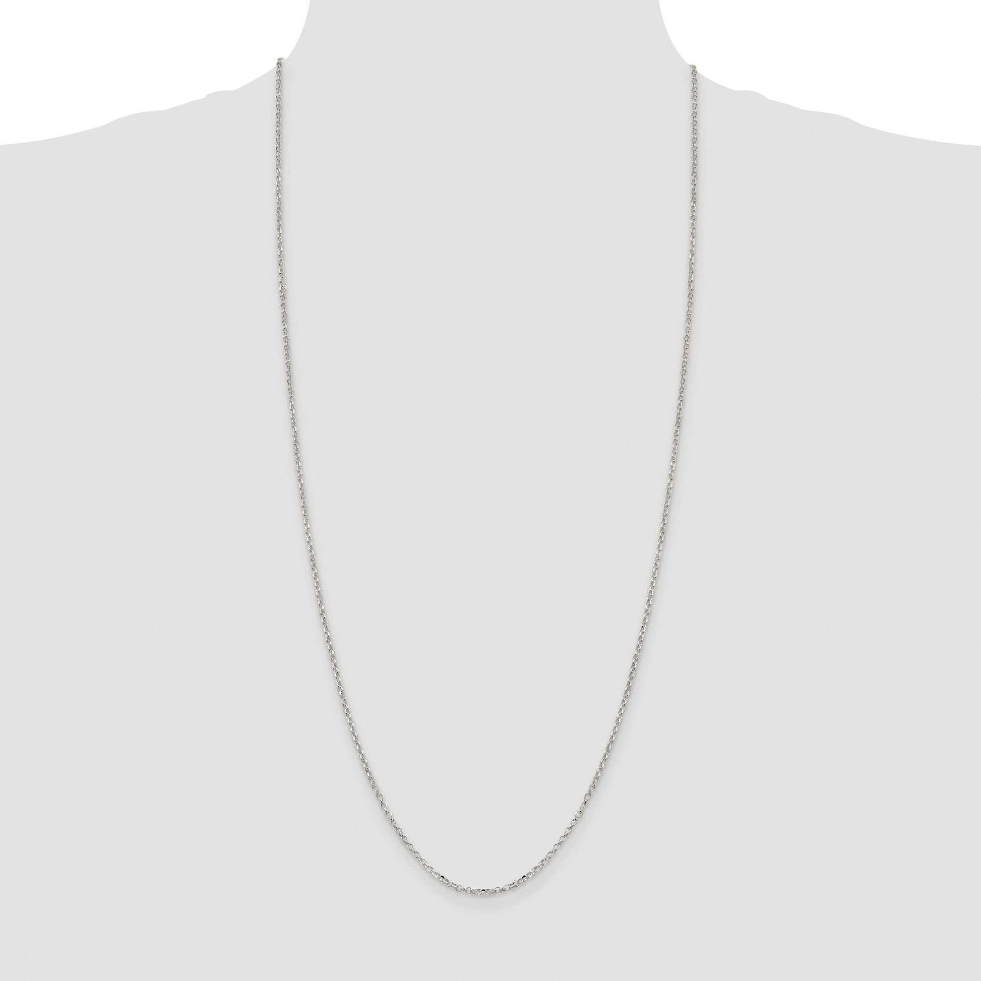 Sterling Silver Rhodium-plated 2.2mm Diamond-cut Rolo Cable Chain
