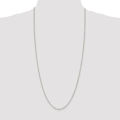 Sterling Silver Rhodium-plated 2.2mm Diamond-cut Rolo Cable Chain