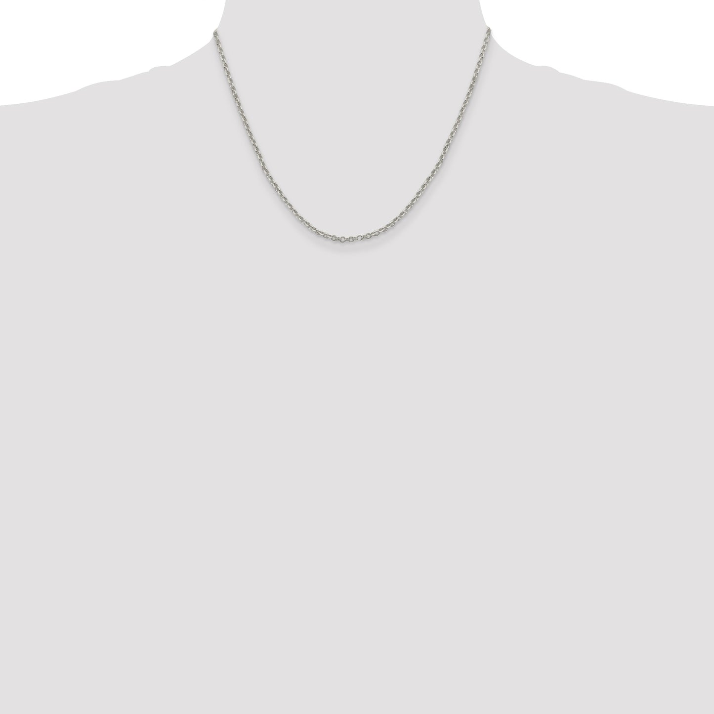 Sterling Silver 2.6mm Diamond-cut w/2in ext. Rolo Cable Chain