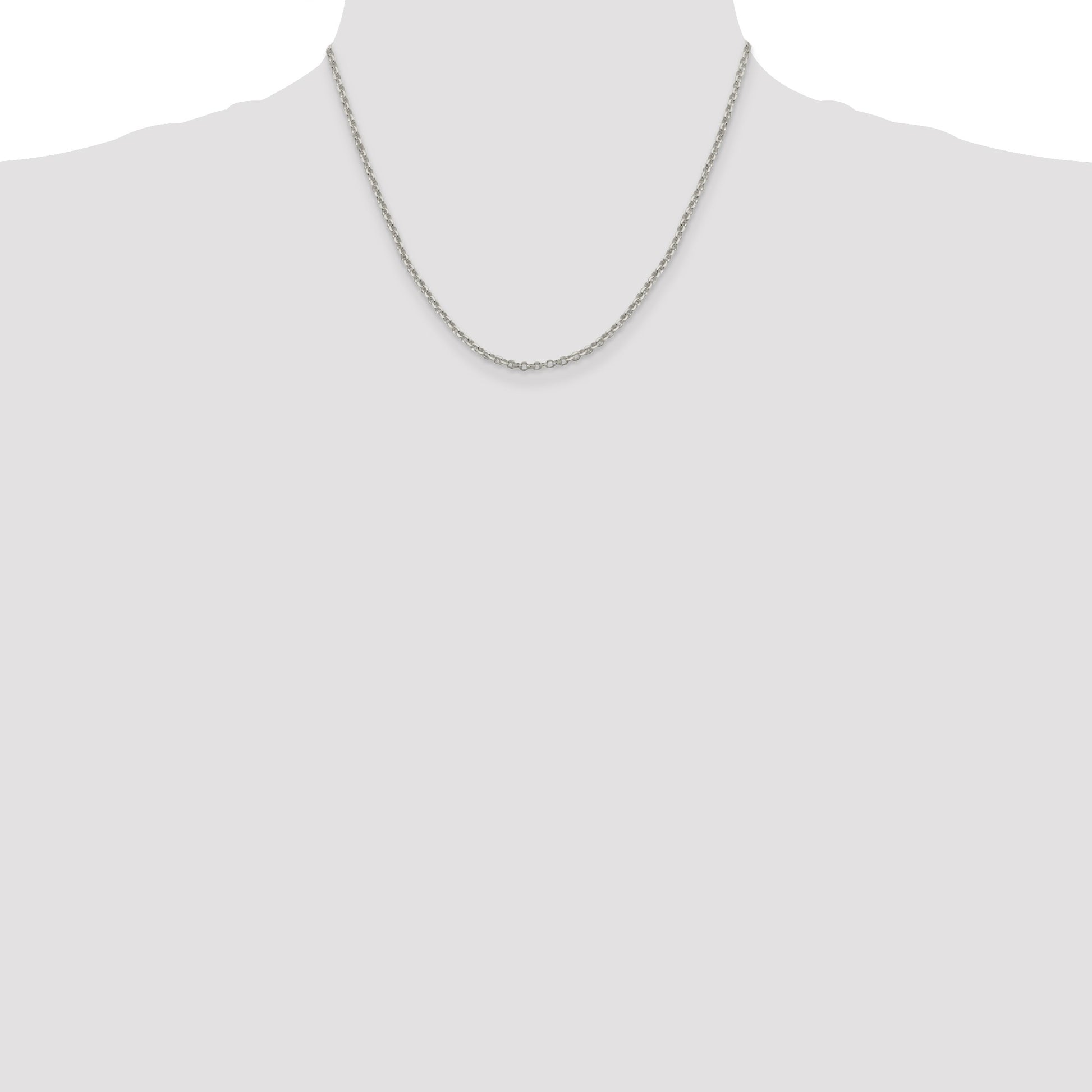 Sterling Silver 2.6mm Diamond-cut w/2in ext. Rolo Cable Chain
