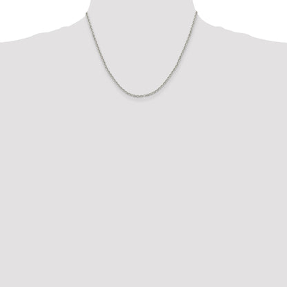 Sterling Silver 2.6mm Diamond-cut w/2in ext. Rolo Cable Chain