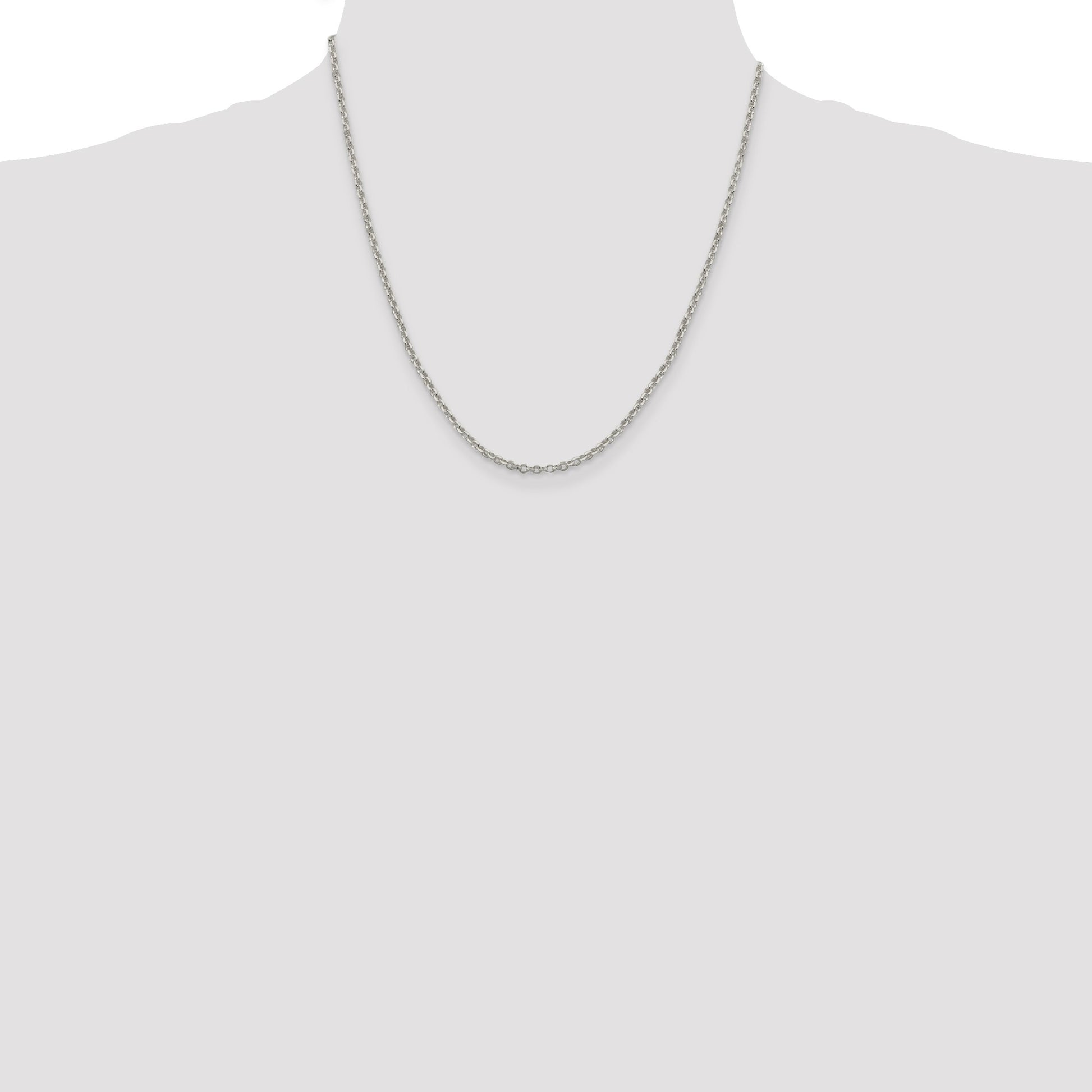 Sterling Silver 2.6mm Diamond-cut Rolo Cable Chain