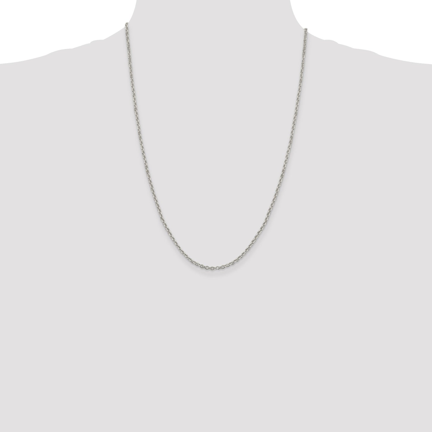 Sterling Silver 2.6mm Diamond-cut Rolo Cable Chain
