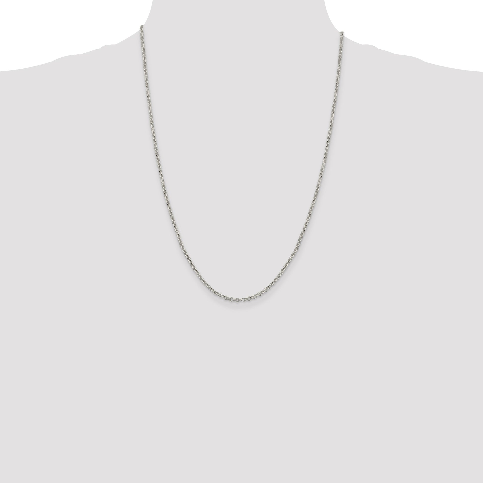 Sterling Silver 2.6mm Diamond-cut Rolo Cable Chain