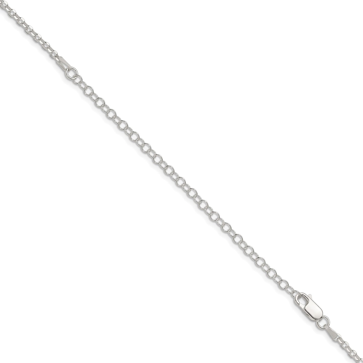 Sterling Silver 2.6mm Diamond-cut w/4in ext. Rolo Cable Chain