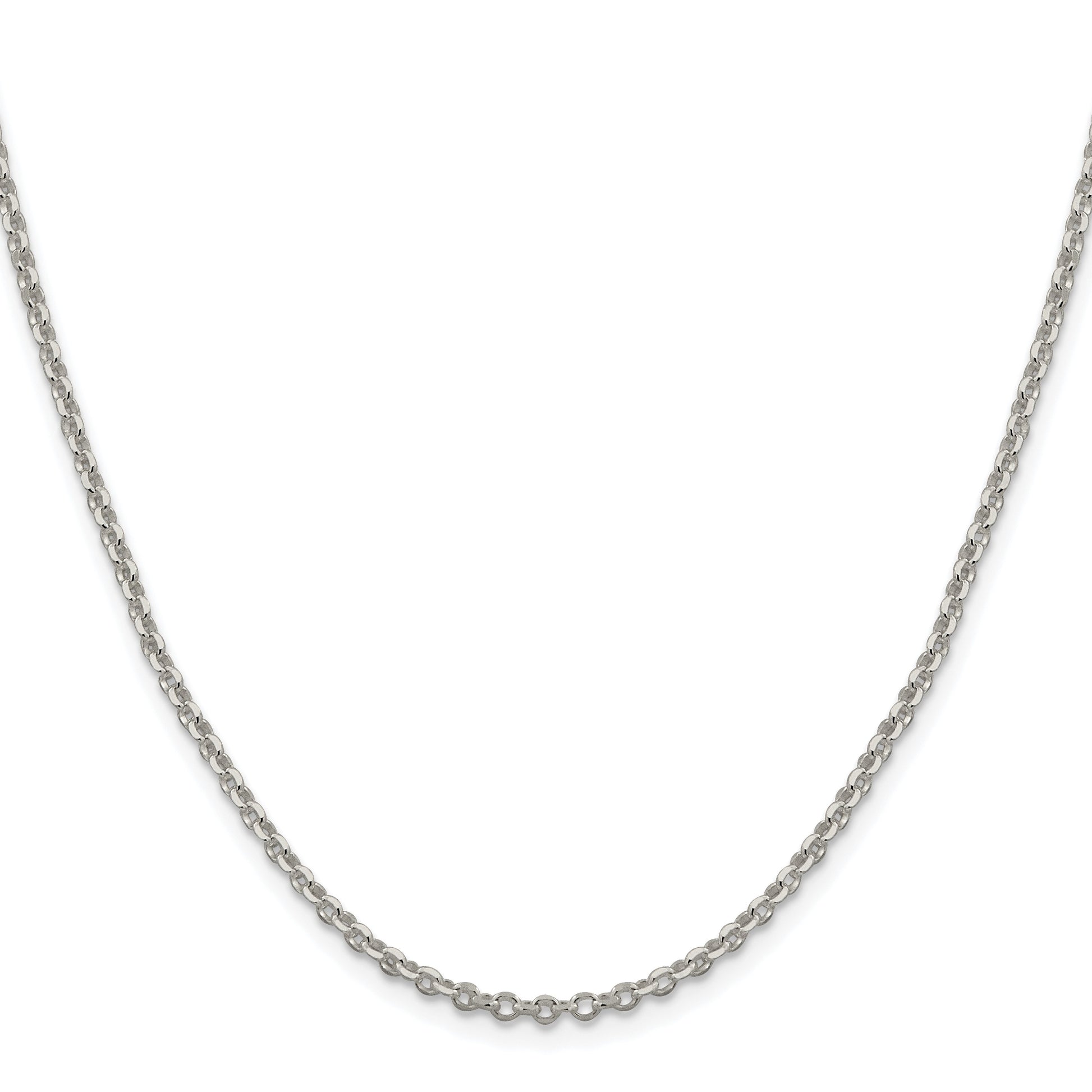 Sterling Silver Rh-plated 2.6mm Diamond-cut w/4in ext. Rolo Cable Chain