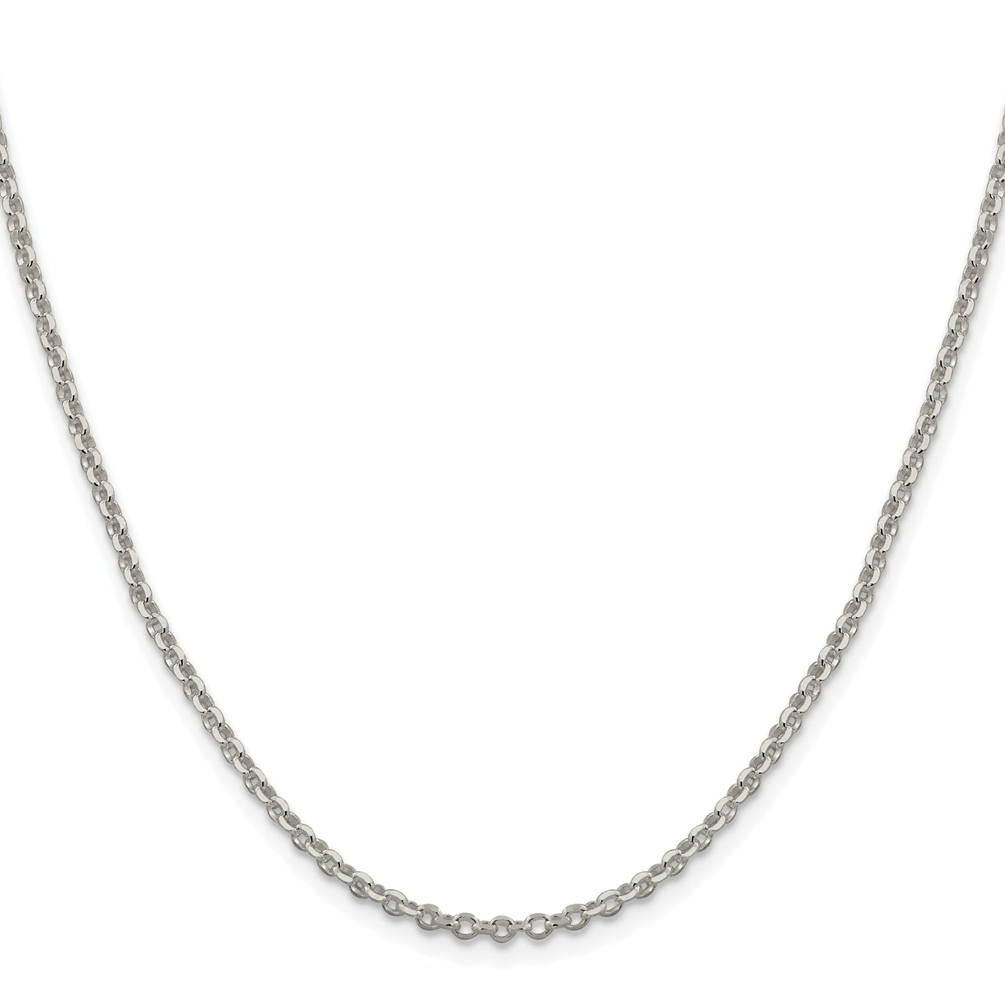 Sterling Silver Rhodium-plated 2.6mm Diamond-cut Rolo Cable Chain