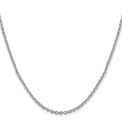 Sterling Silver Rhodium-plated 2.6mm Diamond-cut Rolo Cable Chain