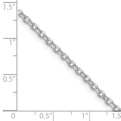 Sterling Silver Rh-plated 2.6mm Diamond-cut w/4in ext. Rolo Cable Chain