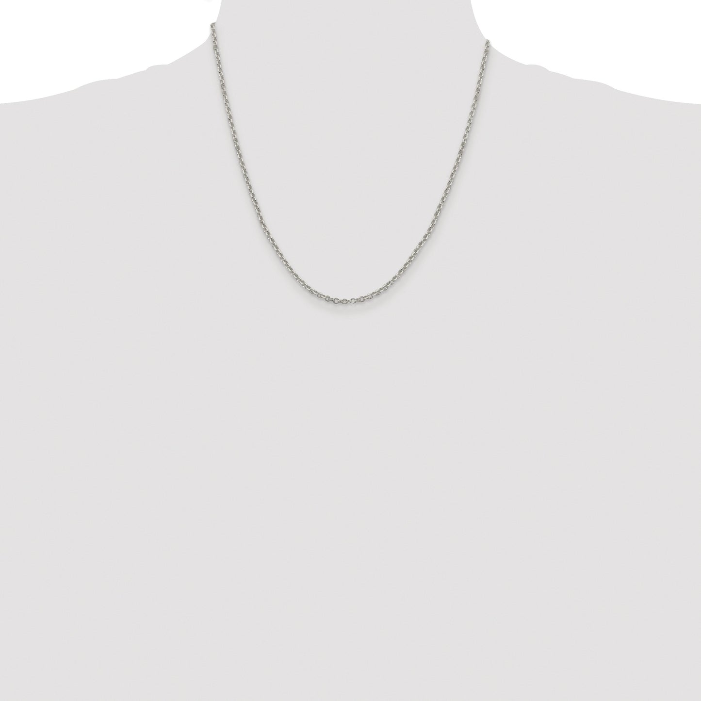 Sterling Silver Rhodium-plated 2.6mm Diamond-cut Rolo Cable Chain