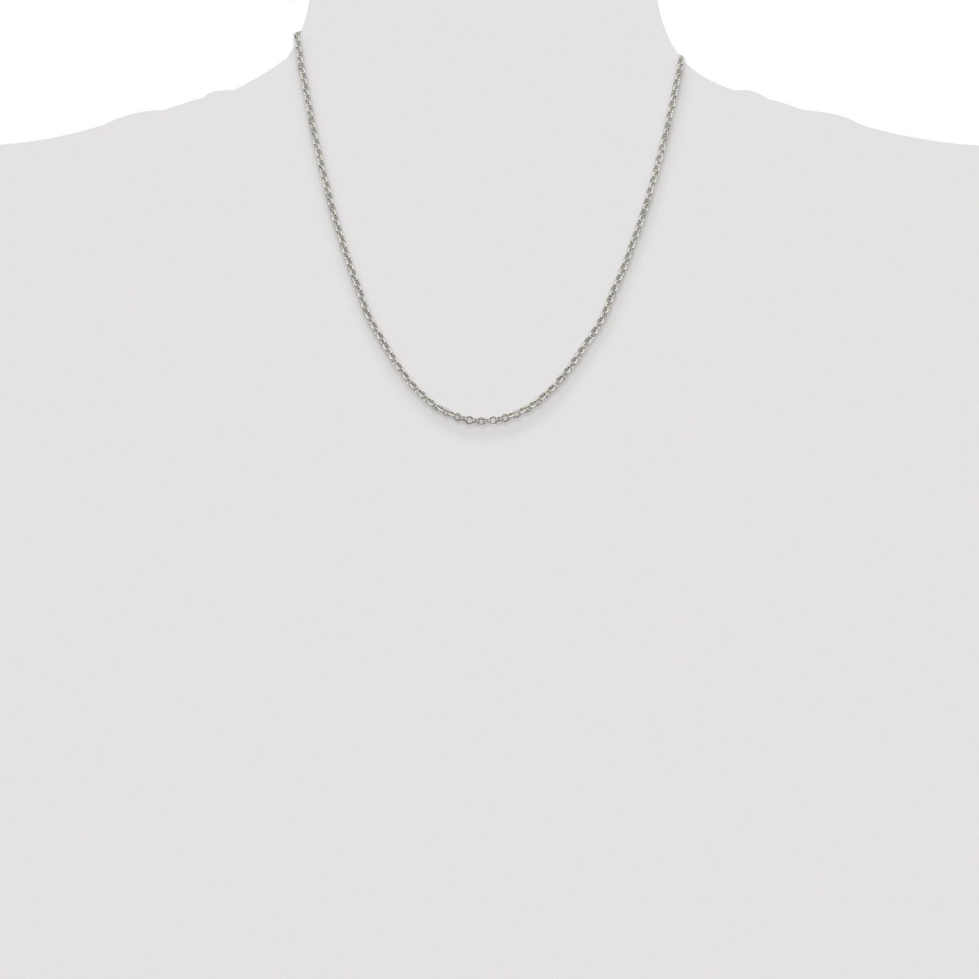 Sterling Silver Rhodium-plated 2.6mm Diamond-cut Rolo Cable Chain