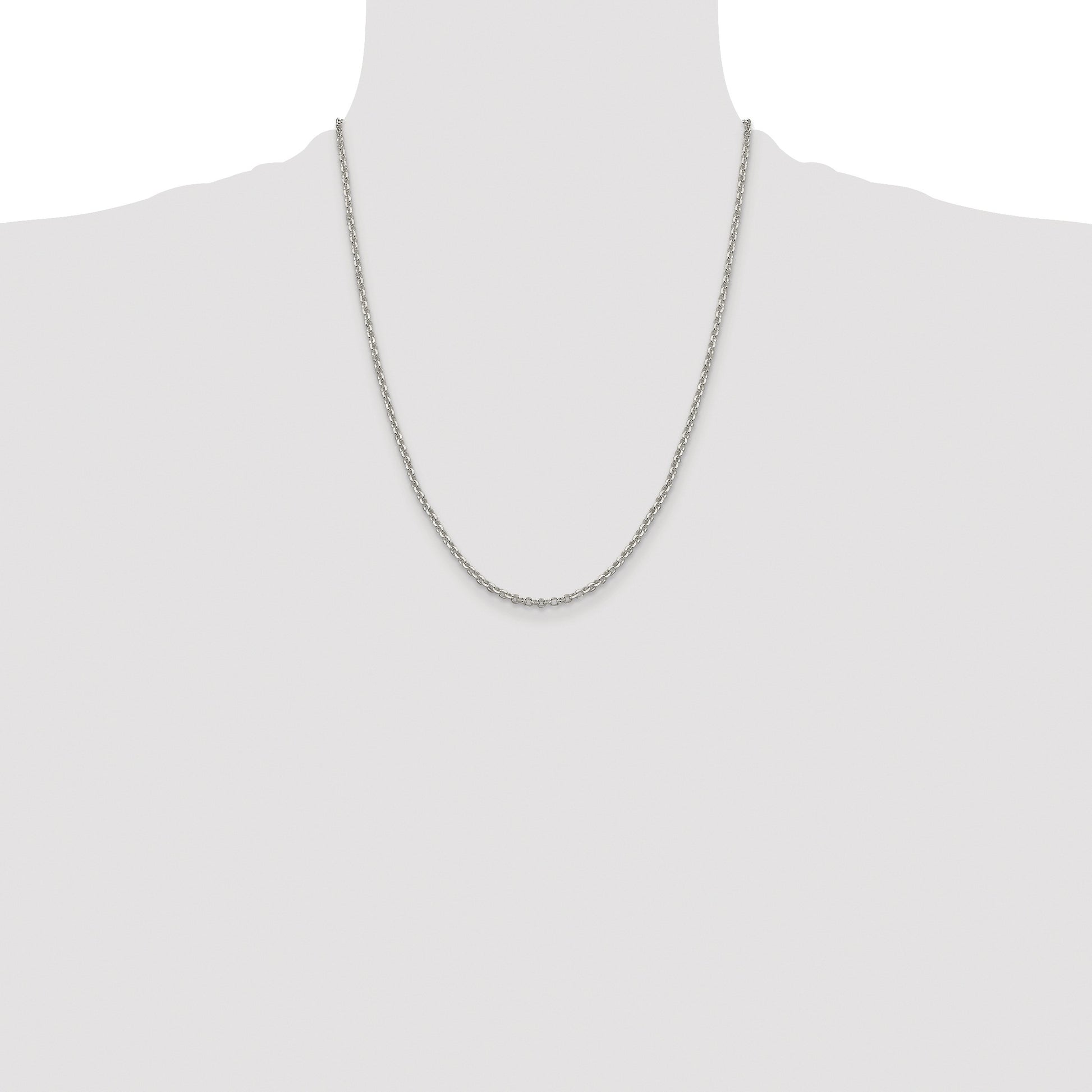 Sterling Silver Rhodium-plated 2.6mm Diamond-cut Rolo Cable Chain