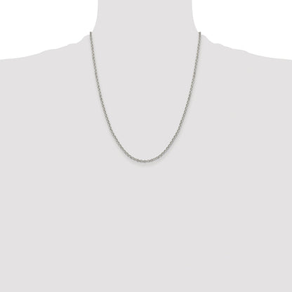 Sterling Silver Rhodium-plated 2.6mm Diamond-cut Rolo Cable Chain