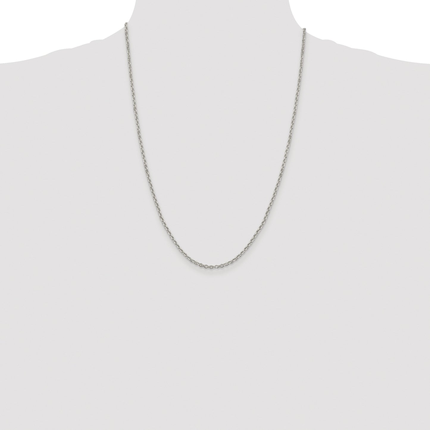 Sterling Silver Rhodium-plated 2.6mm Diamond-cut Rolo Cable Chain