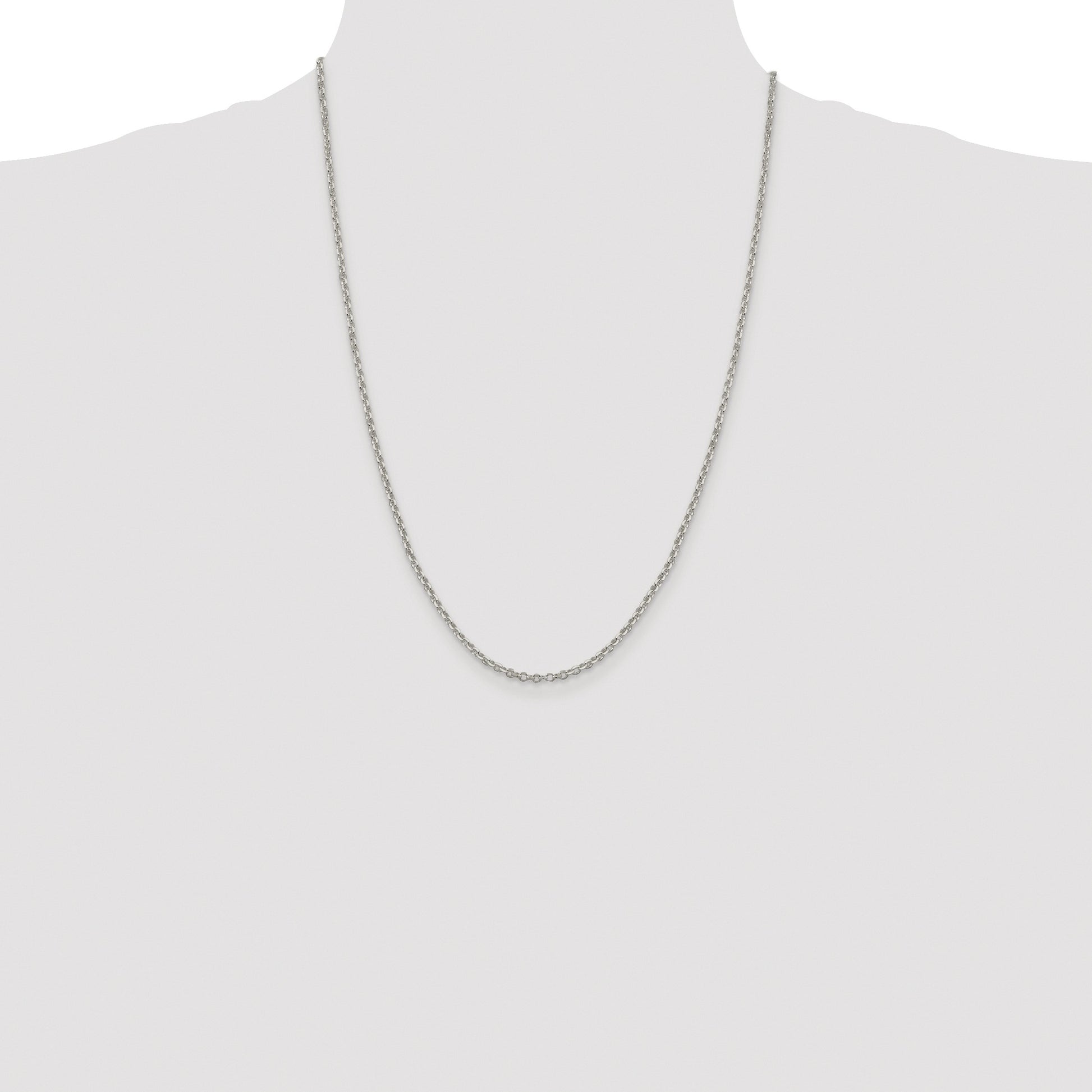 Sterling Silver Rhodium-plated 2.6mm Diamond-cut Rolo Cable Chain