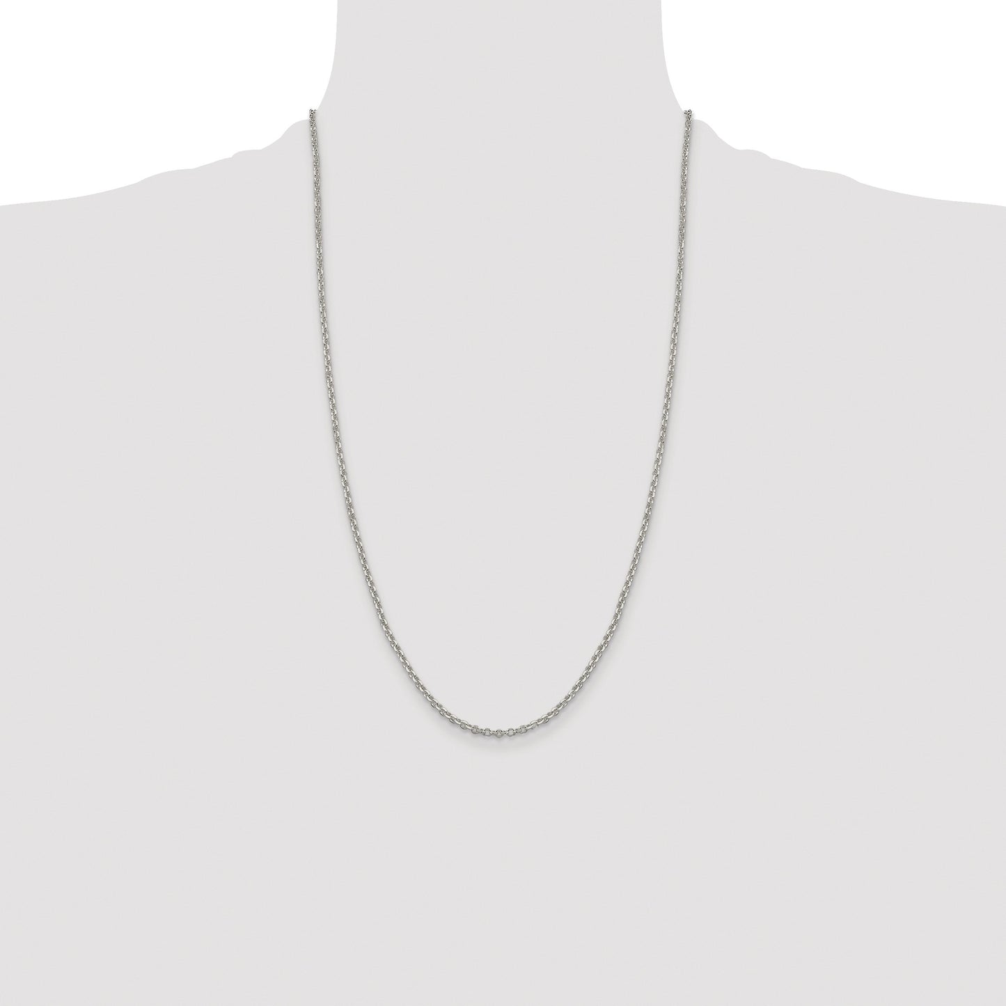Sterling Silver Rhodium-plated 2.6mm Diamond-cut Rolo Cable Chain