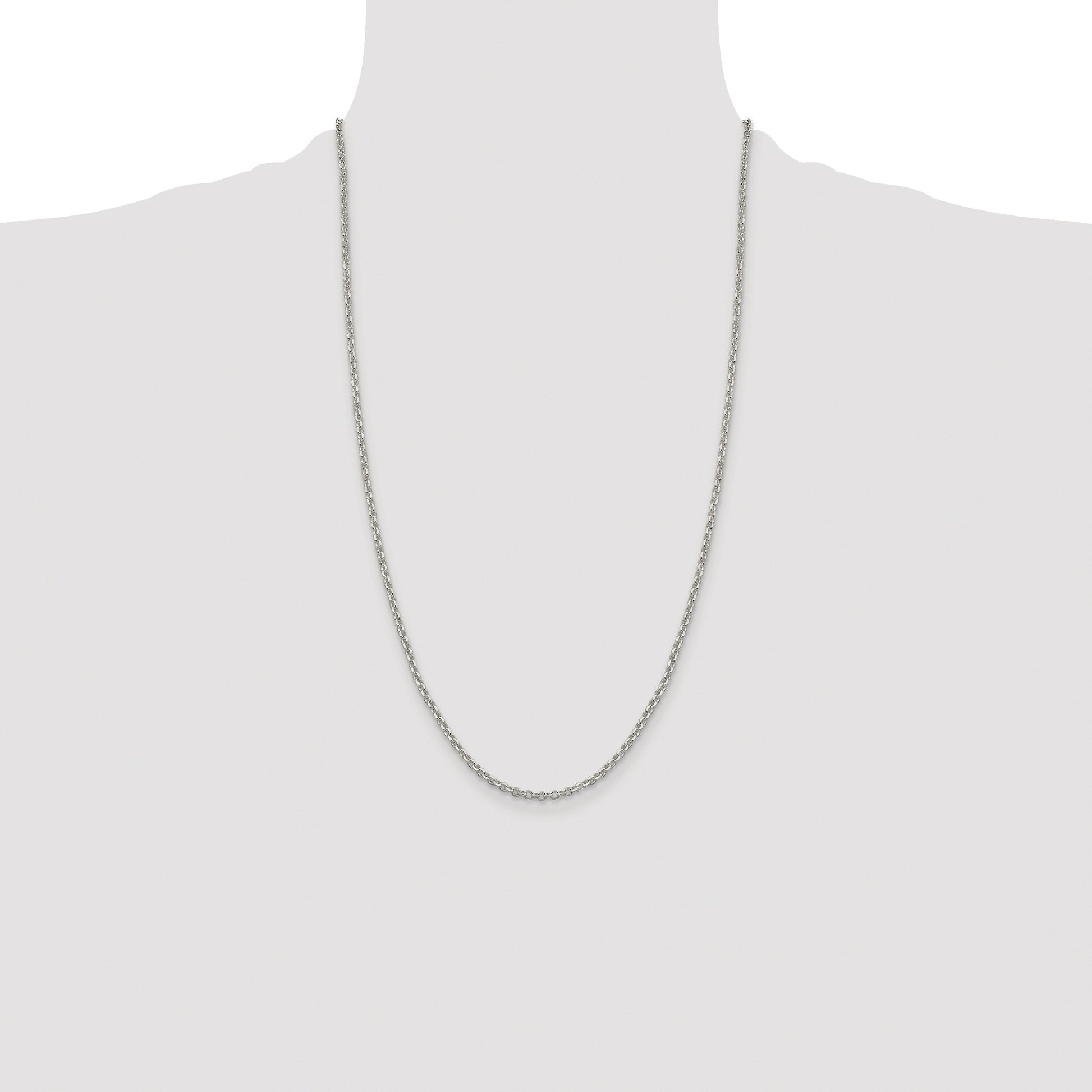 Sterling Silver Rhodium-plated 2.6mm Diamond-cut Rolo Cable Chain