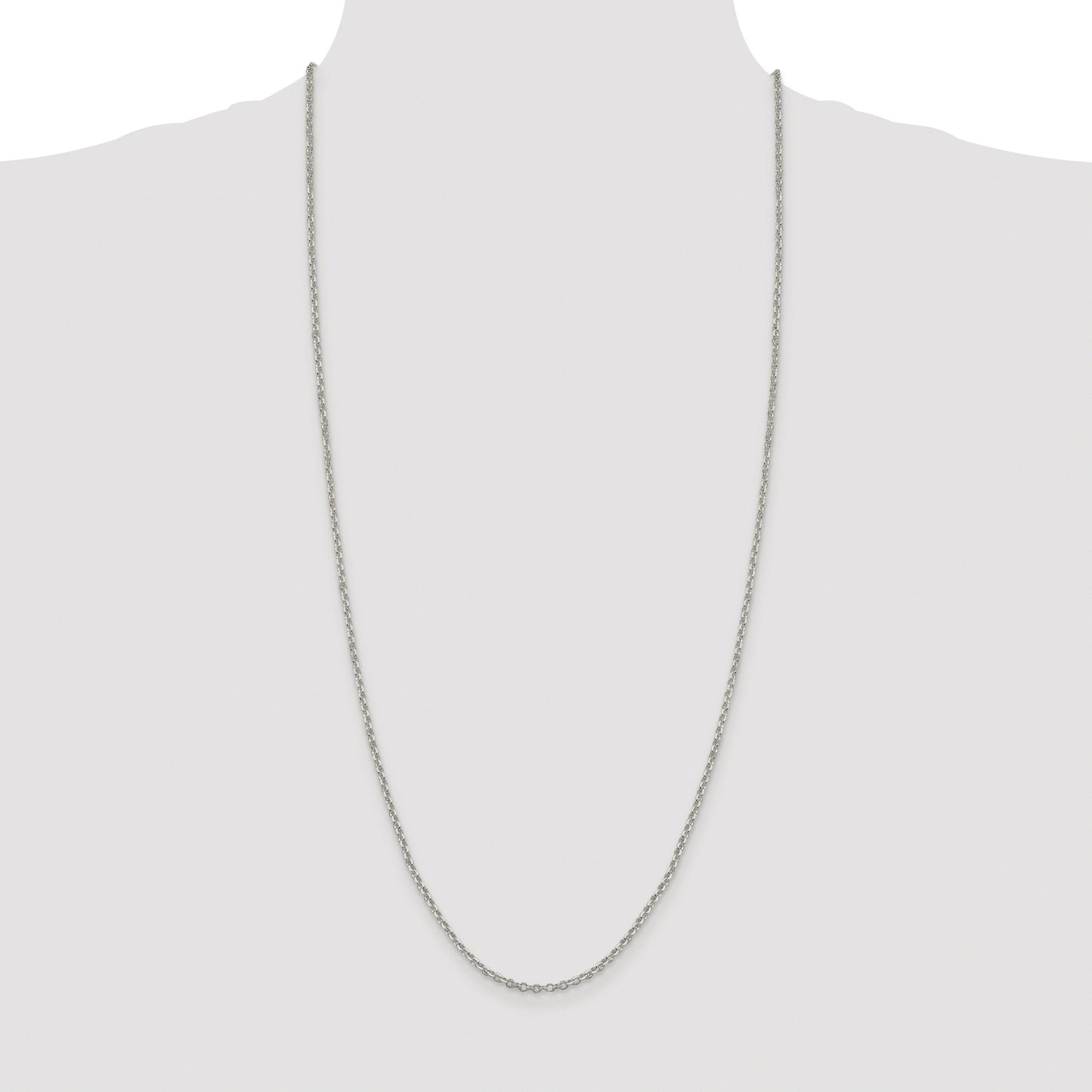 Sterling Silver Rhodium-plated 2.6mm Diamond-cut Rolo Cable Chain
