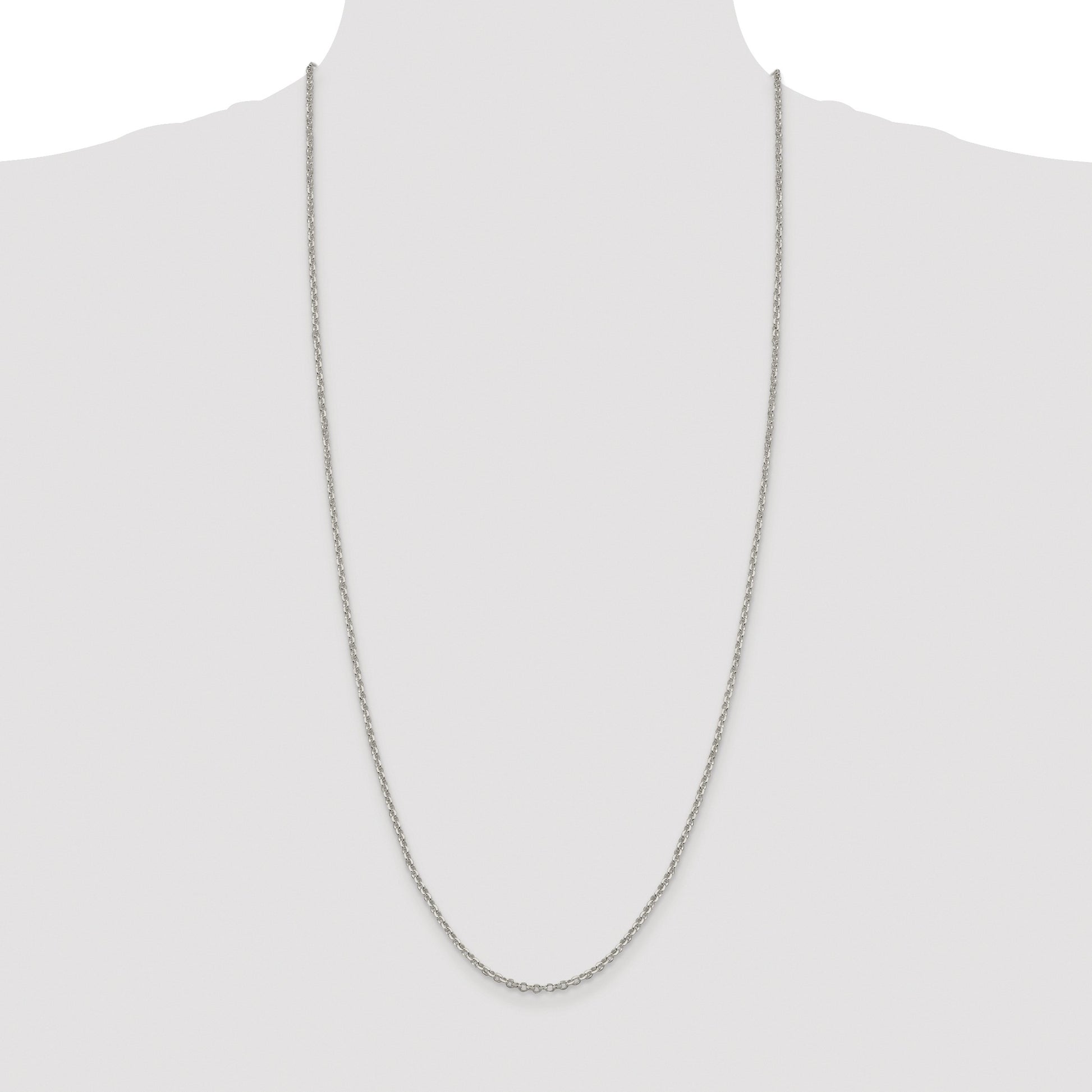 Sterling Silver Rhodium-plated 2.6mm Diamond-cut Rolo Cable Chain