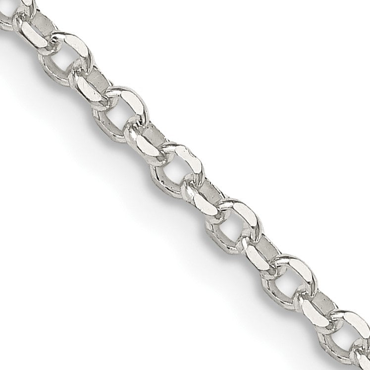 Sterling Silver 2.6mm Diamond-cut Rolo Cable Chain