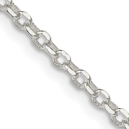 Sterling Silver 2.6mm Diamond-cut w/2in ext. Rolo Cable Chain