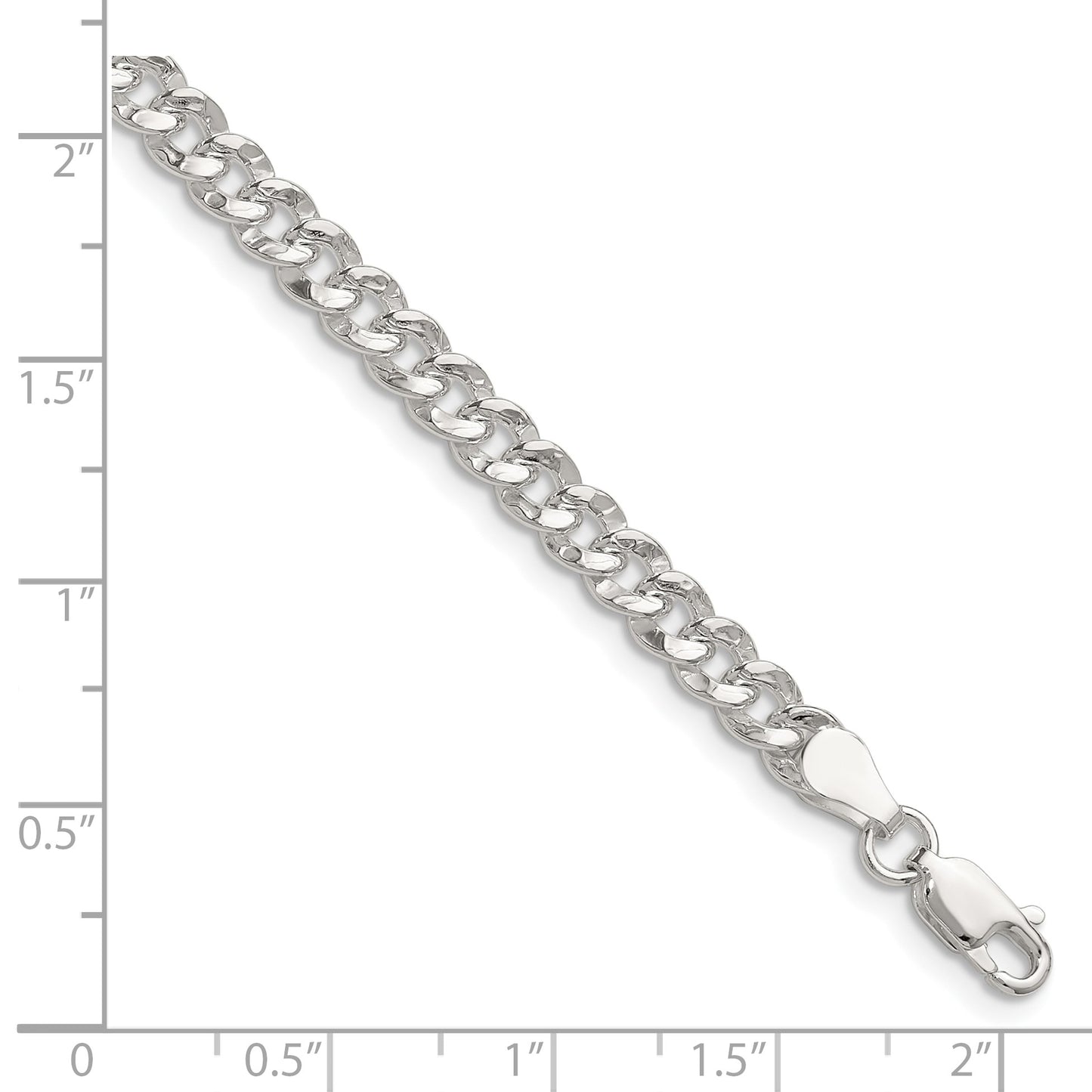 Sterling Silver 4.75mm Hammered Curb Chain