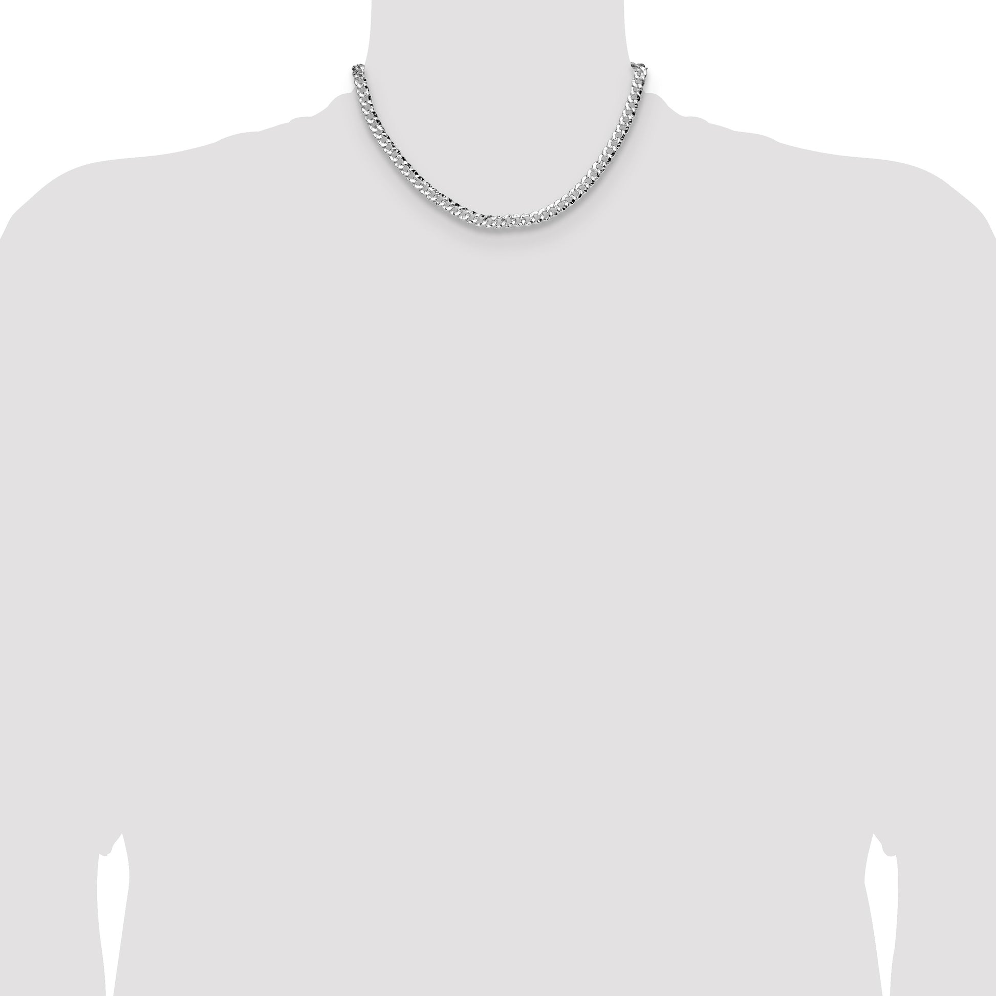 Sterling Silver 6.35mm Hammered Curb Chain
