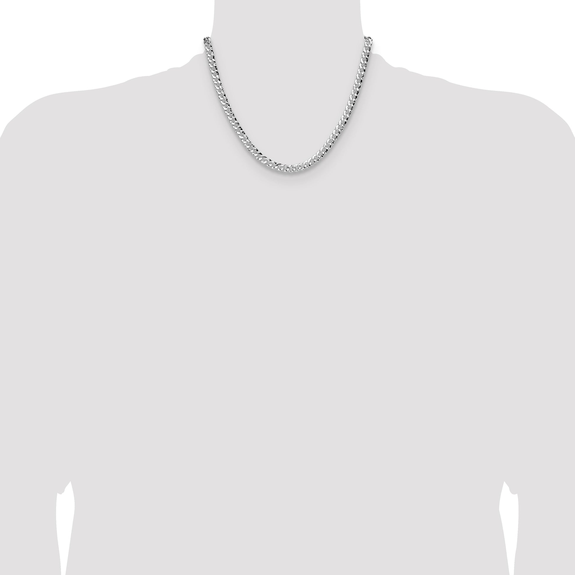 Sterling Silver 6.35mm Hammered Curb Chain