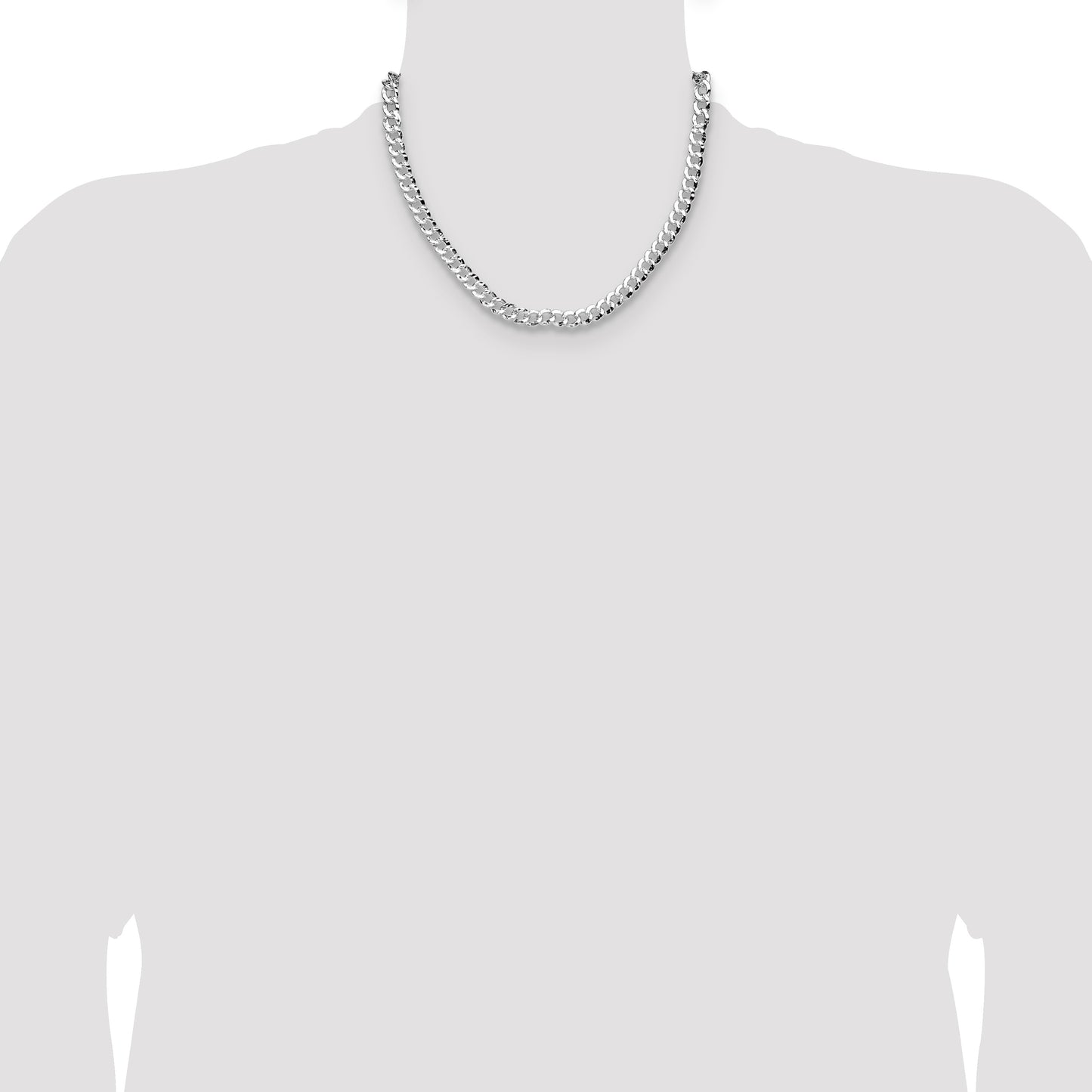 Sterling Silver 7.6mm Hammered Curb Chain