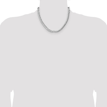 Sterling Silver 7.6mm Hammered Curb Chain