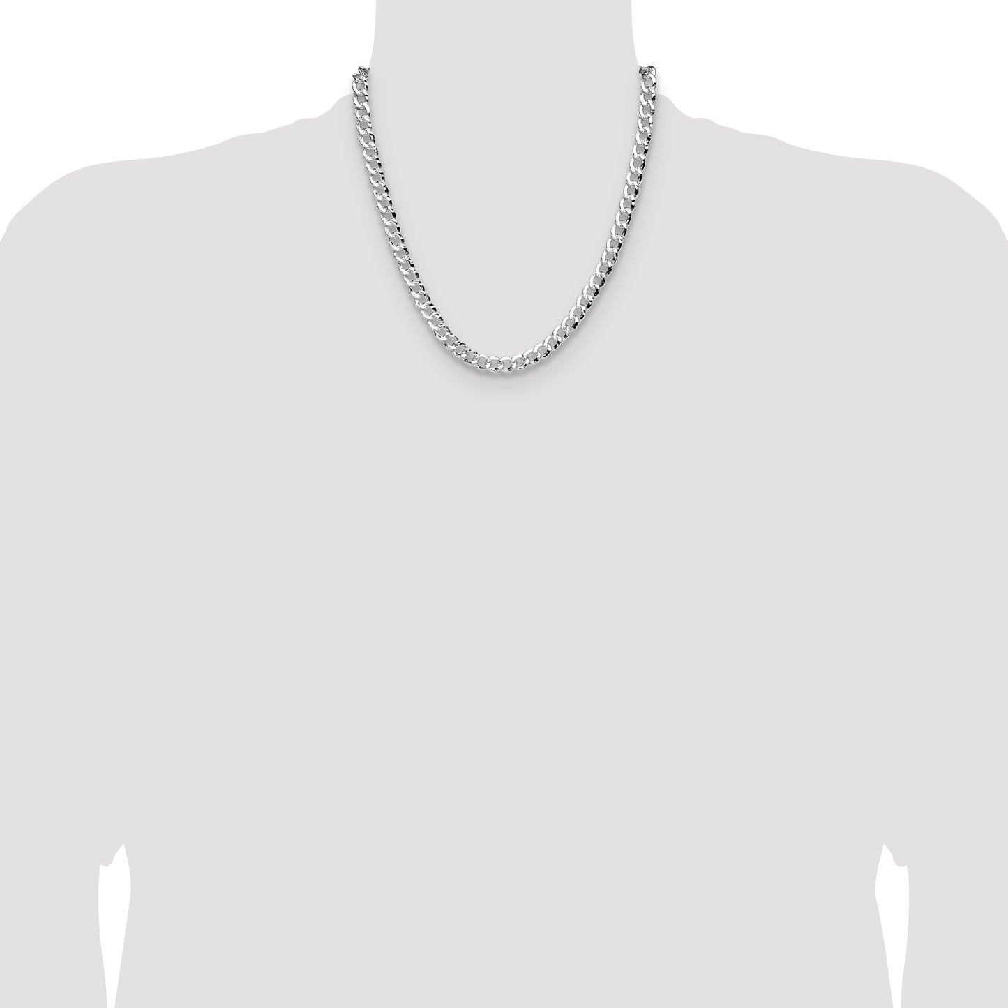 Sterling Silver 7.6mm Hammered Curb Chain