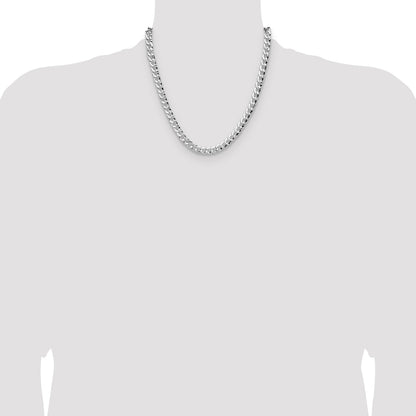 Sterling Silver 7.6mm Hammered Curb Chain