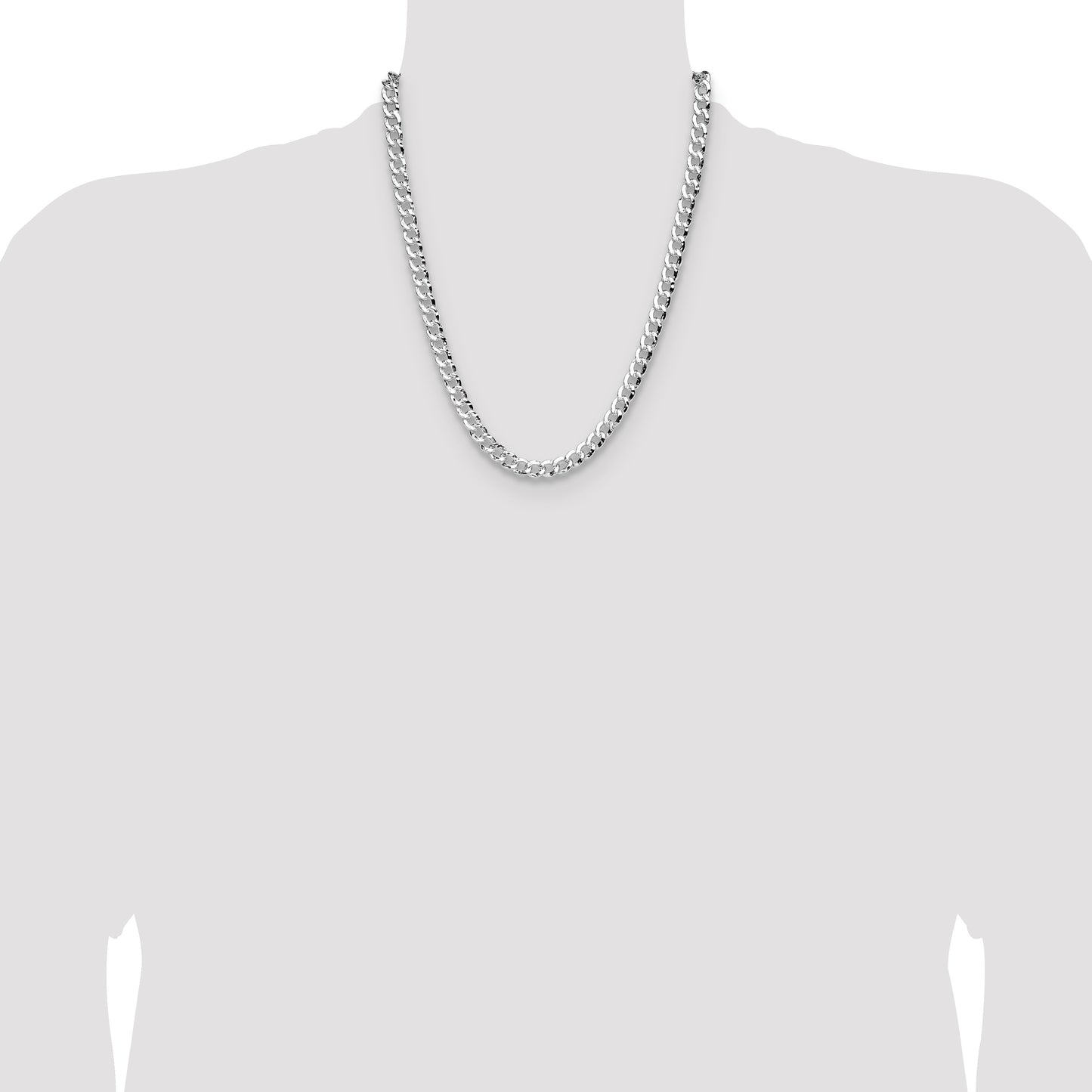 Sterling Silver 7.6mm Hammered Curb Chain