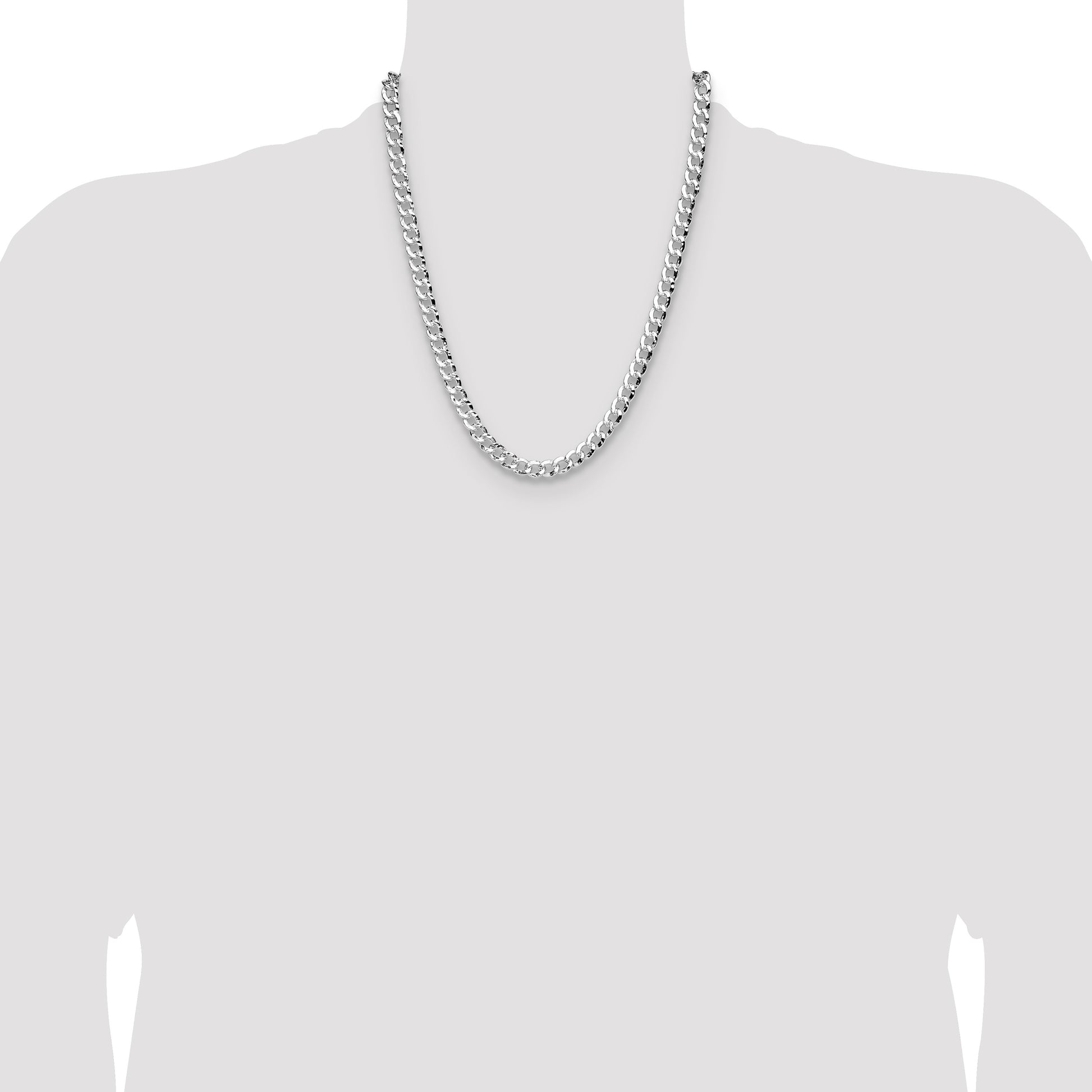 Sterling Silver 7.6mm Hammered Curb Chain