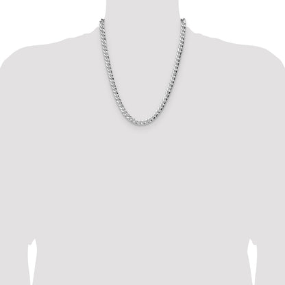Sterling Silver 7.6mm Hammered Curb Chain