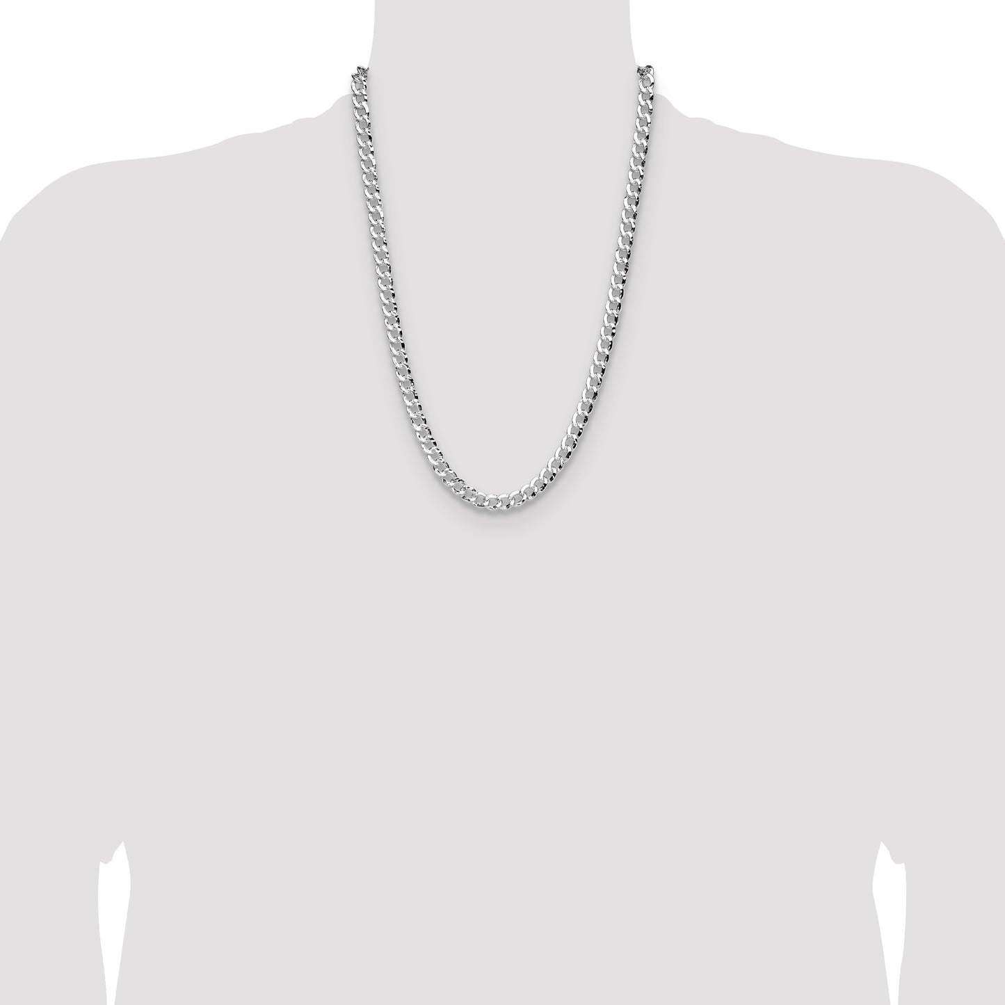 Sterling Silver 7.6mm Hammered Curb Chain