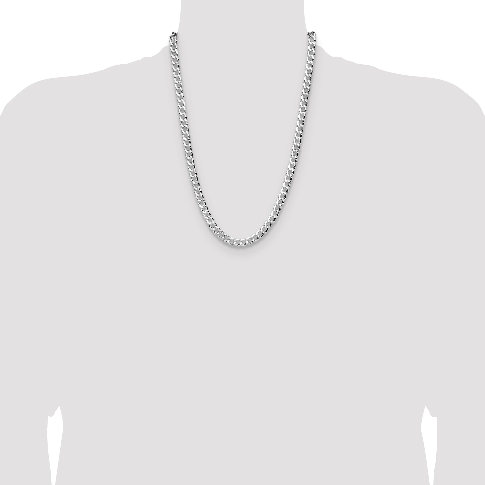 Sterling Silver 7.6mm Hammered Curb Chain