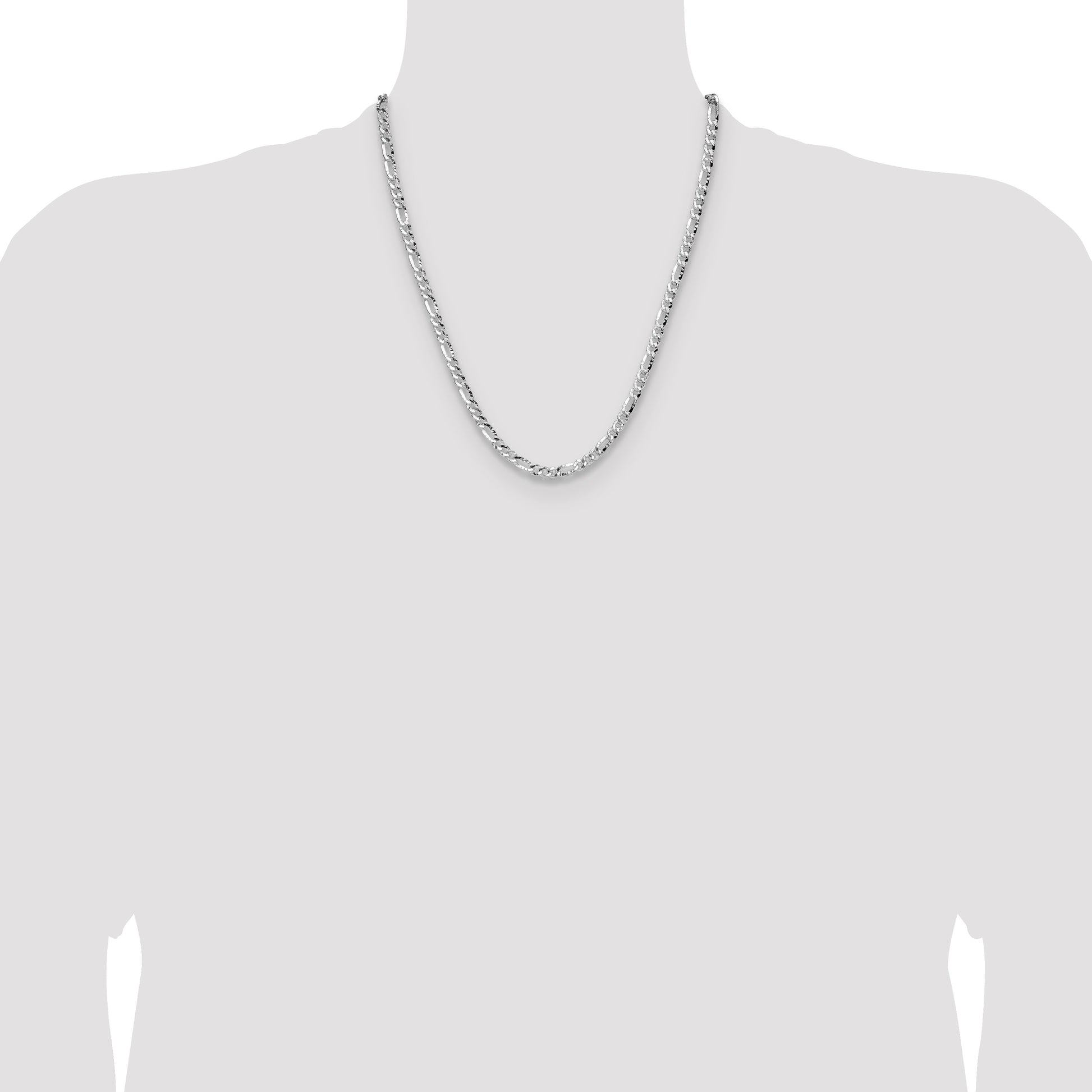Sterling Silver 4.75mm Hammered Figaro Chain