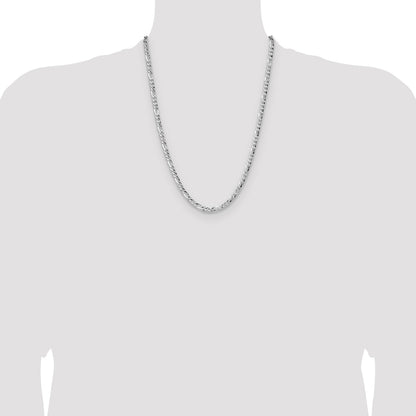 Sterling Silver 4.75mm Hammered Figaro Chain