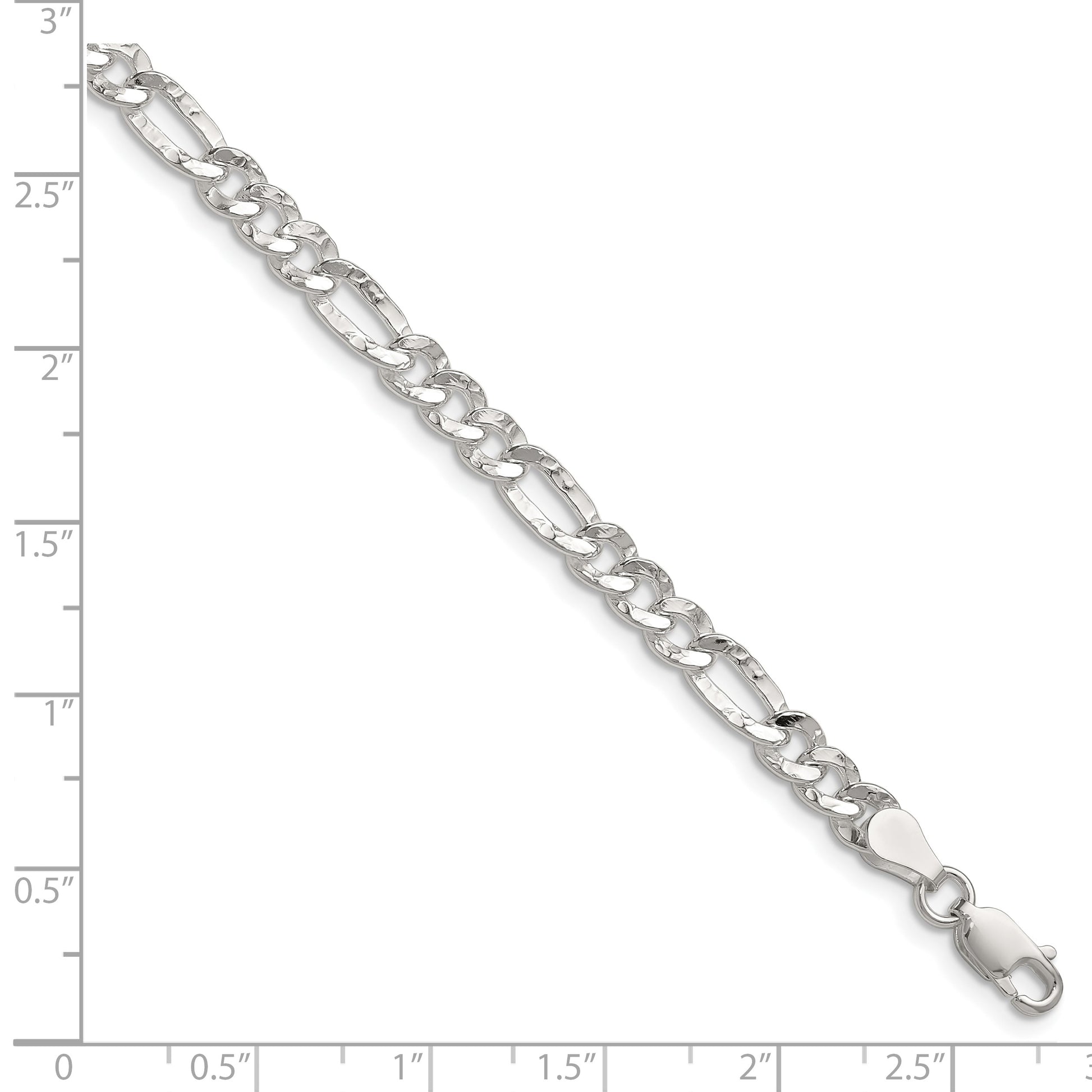 Sterling Silver 4.75mm Hammered Figaro Chain