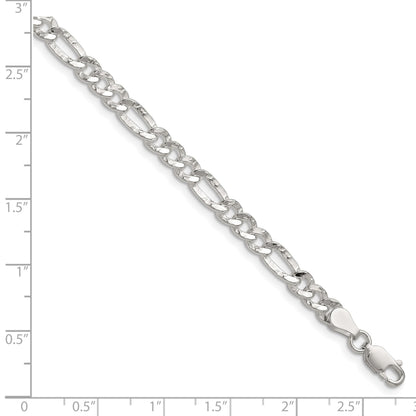 Sterling Silver 4.75mm Hammered Figaro Chain