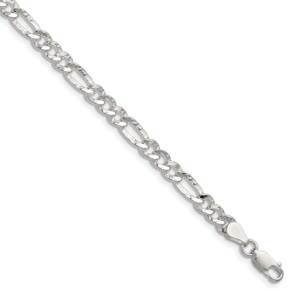 Sterling Silver 4.75mm Hammered Figaro Chain