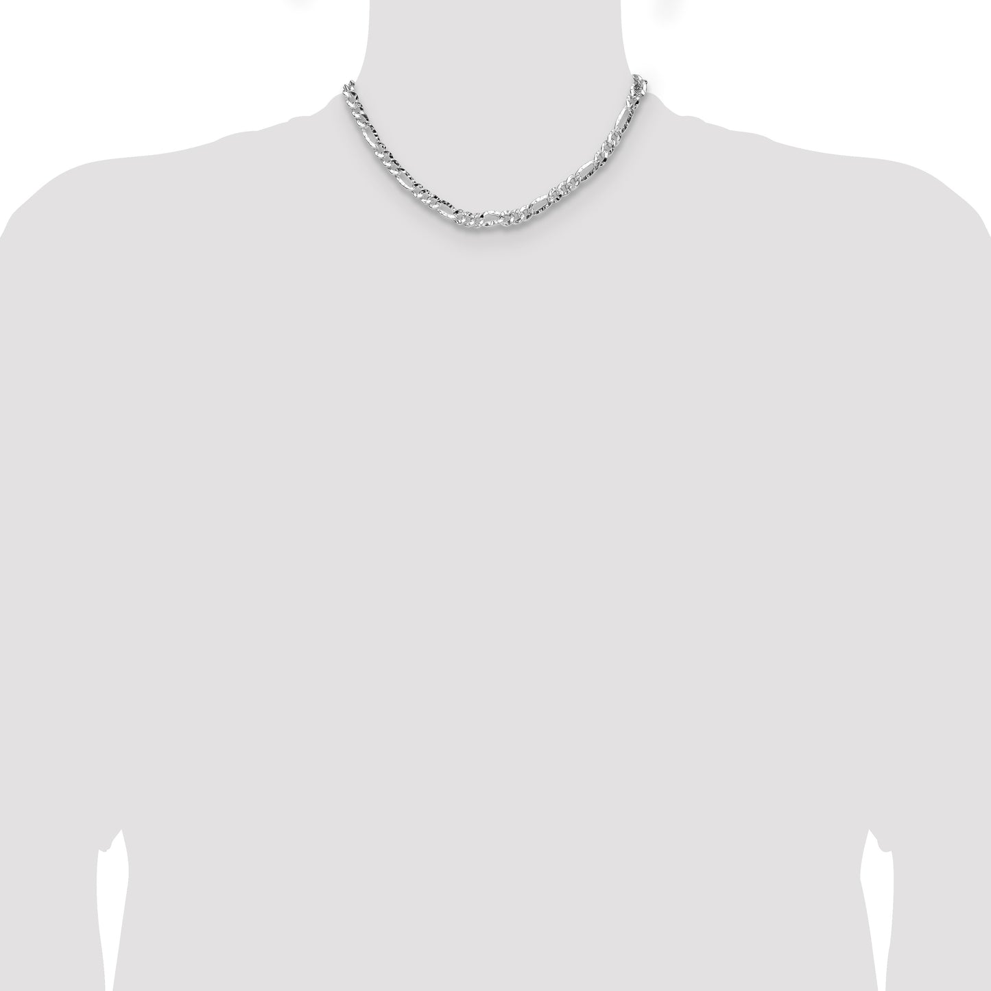 Sterling Silver 6.3mm Hammered Figaro Chain